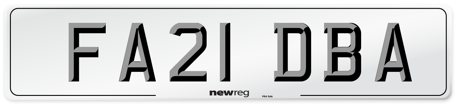 FA21 DBA Number Plate from New Reg